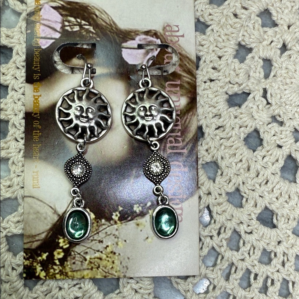 Sun Silvertone Dangle Earrings - image 5